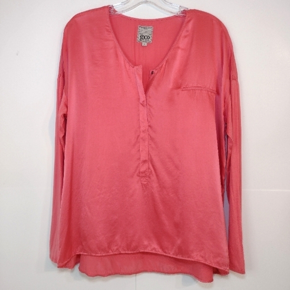 go by go silk women's salmon long sleeve top size (S) - Picture 1 of 13